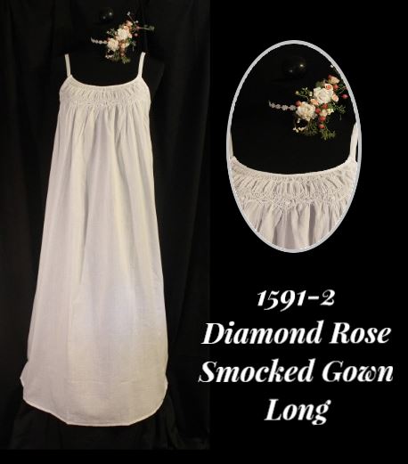 1591-2 Diamond Rose Smocked Long